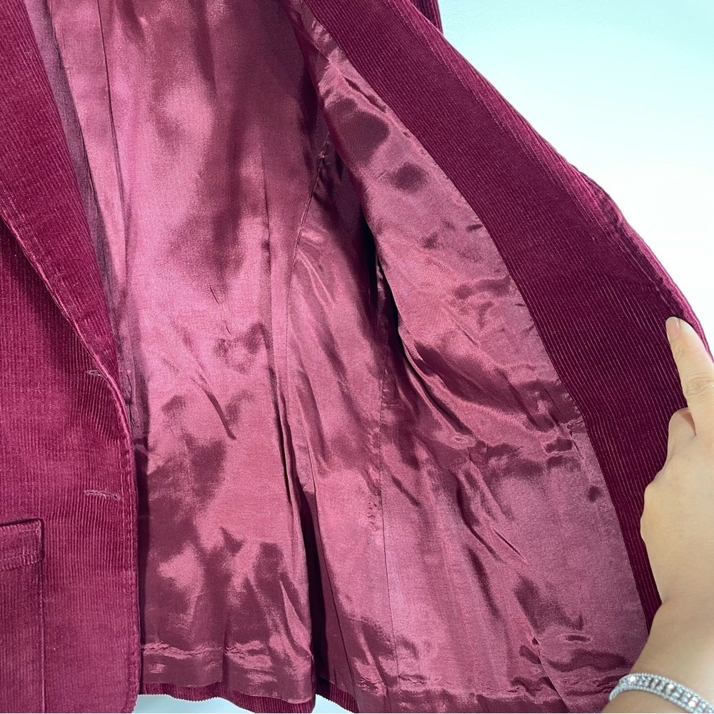 Bobbie Brooks Blazer Suit Jacket Women's Corduroy Maroon Vintage Work Office - Picture 4 of 16